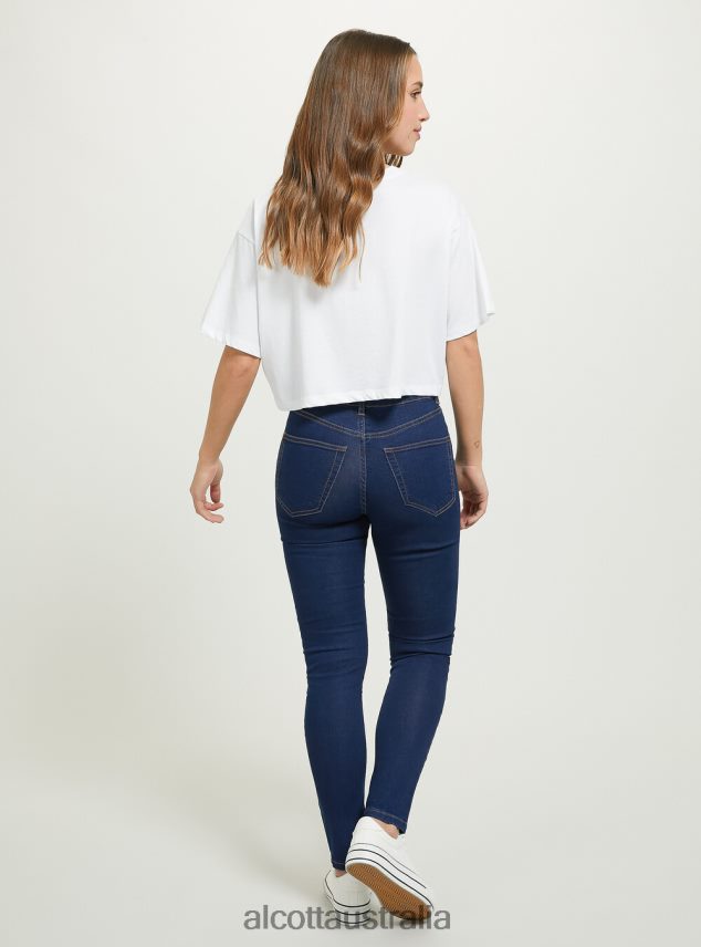 Skinny Fit High Waist Jeans Women 2TH442432 D002 MEDIUM DARK BLUE Alcott Clothing