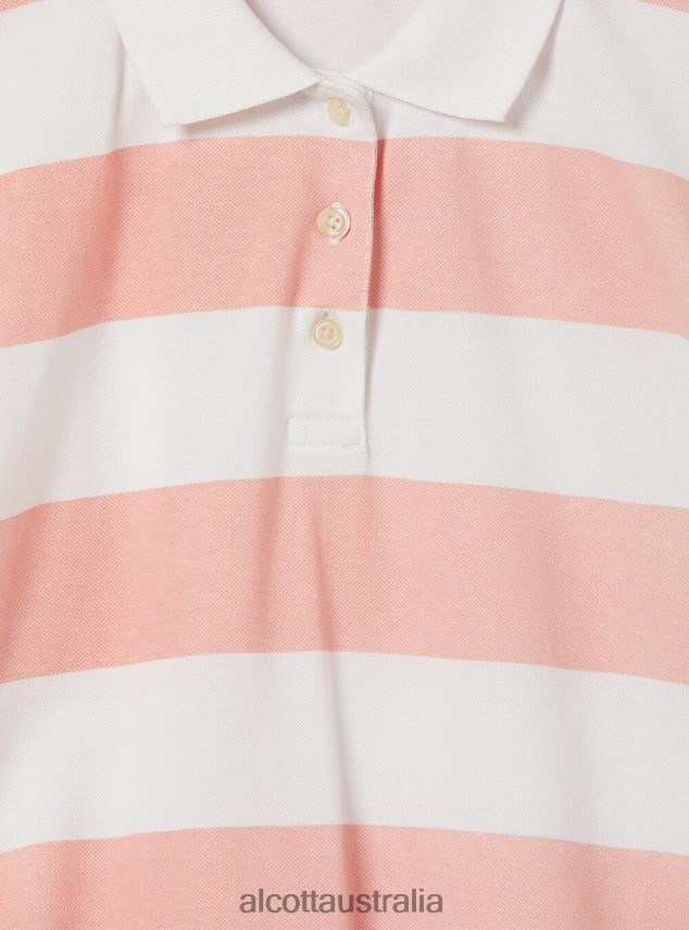 Crop Fit Polo Shirt With Stripes Women 2TH4427 C4400 PINK Alcott Clothing