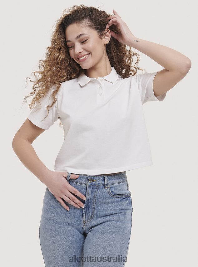 Crop Fit Polo Shirt Women 2TH44296 WHITE Alcott Clothing