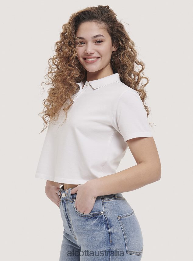 Crop Fit Polo Shirt Women 2TH44296 WHITE Alcott Clothing