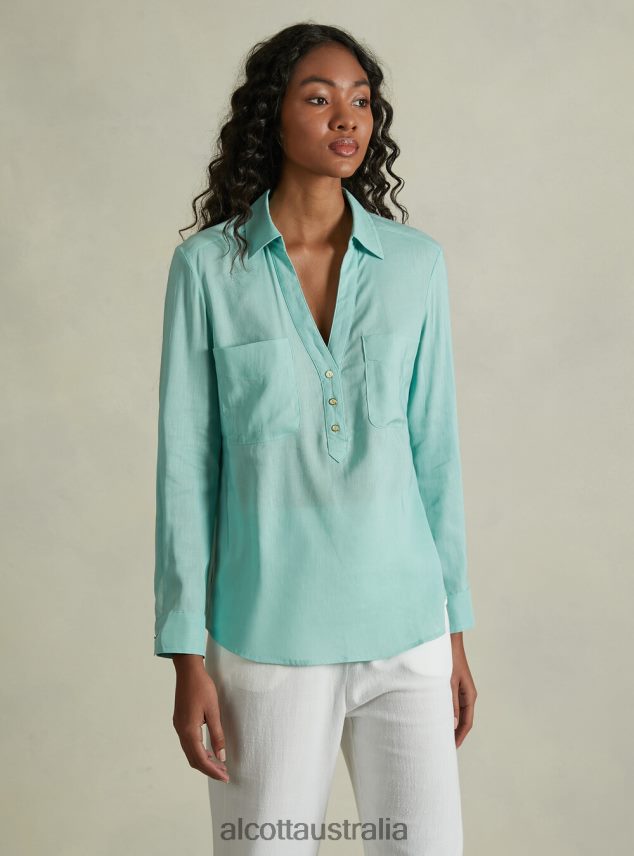 Blusa In Puro Lino Women 2TH442223 WH2 WHITE Alcott Clothing