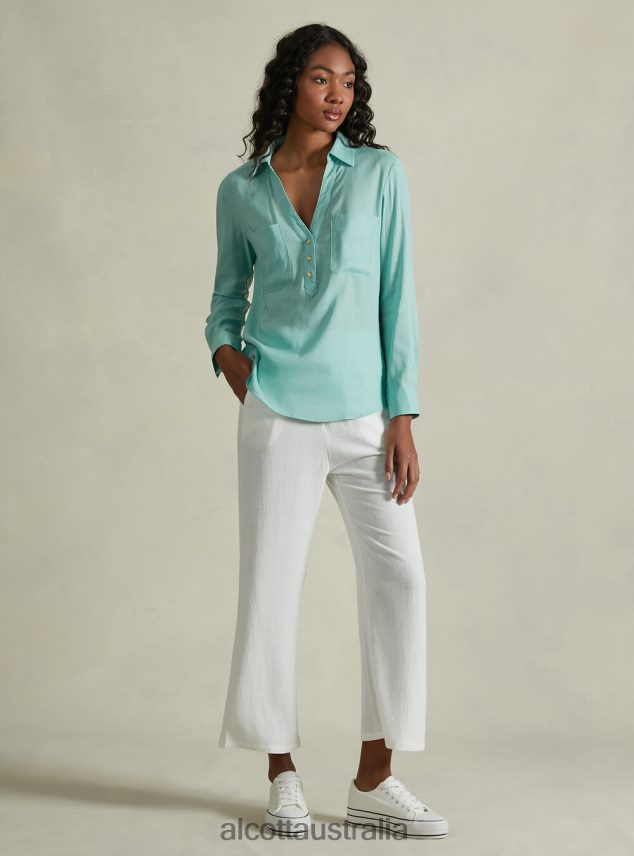 Blusa In Puro Lino Women 2TH442223 WH2 WHITE Alcott Clothing