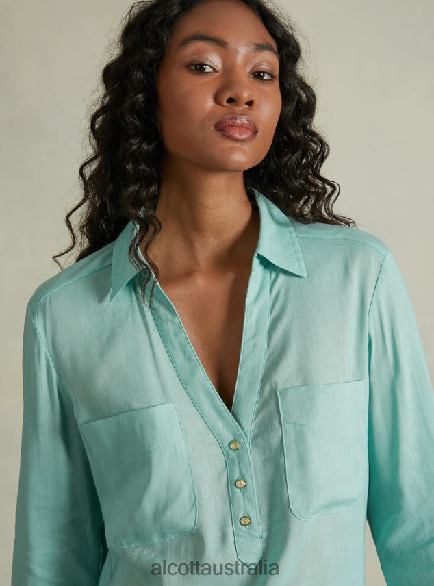 Blusa In Puro Lino Women 2TH442223 WH2 WHITE Alcott Clothing