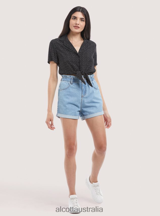 Camicia Crop Con Nodo Women 2TH442322 BLACK Alcott Clothing
