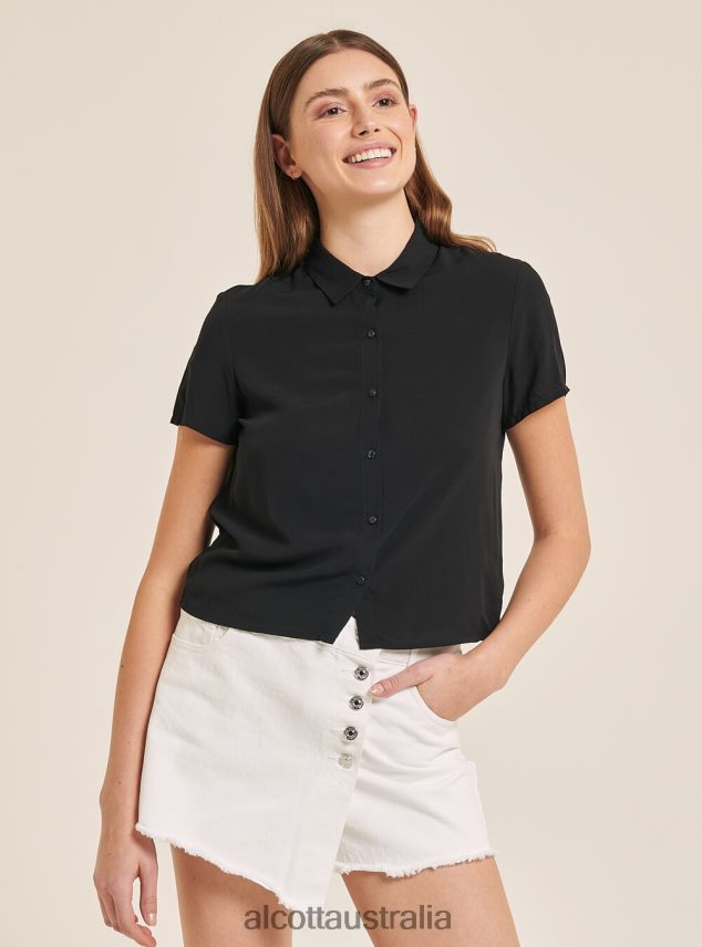 Cropped Shirt With Breast Pocket Women 2TH442184 WH3 WHITE Alcott Clothing