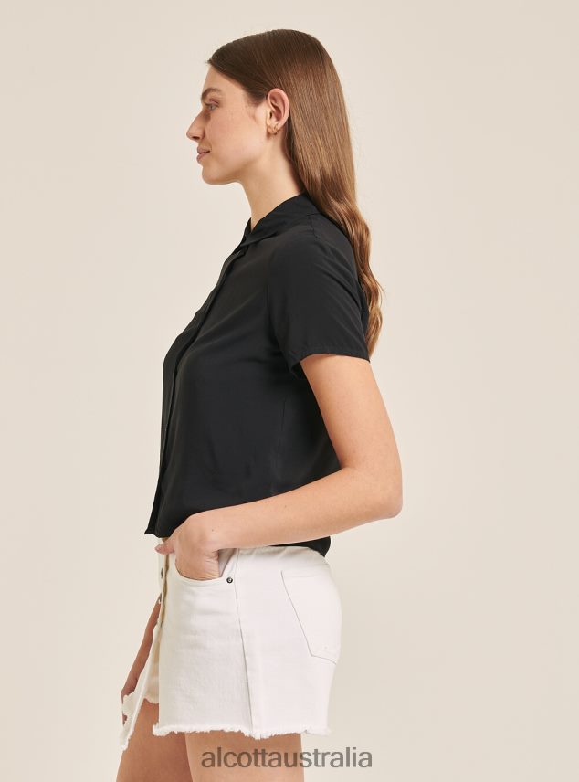 Cropped Shirt With Breast Pocket Women 2TH442184 WH3 WHITE Alcott Clothing