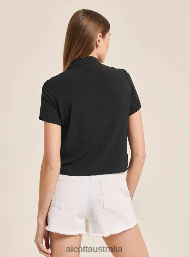 Cropped Shirt With Breast Pocket Women 2TH442184 WH3 WHITE Alcott Clothing