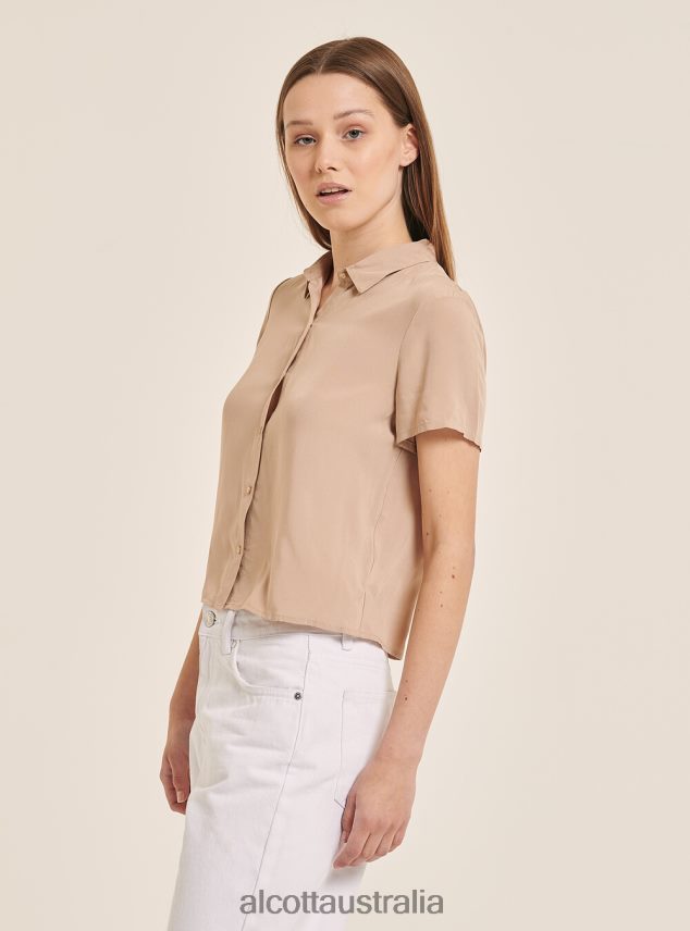 Cropped Shirt With Breast Pocket Women 2TH442294 WH3 WHITE Alcott Clothing