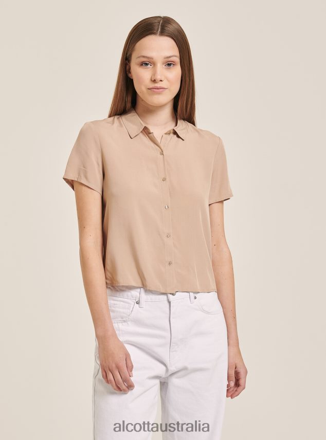 Cropped Shirt With Breast Pocket Women 2TH442294 WH3 WHITE Alcott Clothing