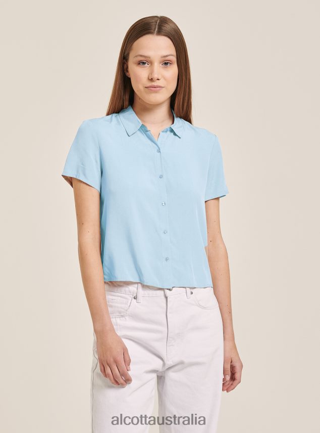 Cropped Shirt With Breast Pocket Women 2TH442480 WH3 WHITE Alcott Clothing