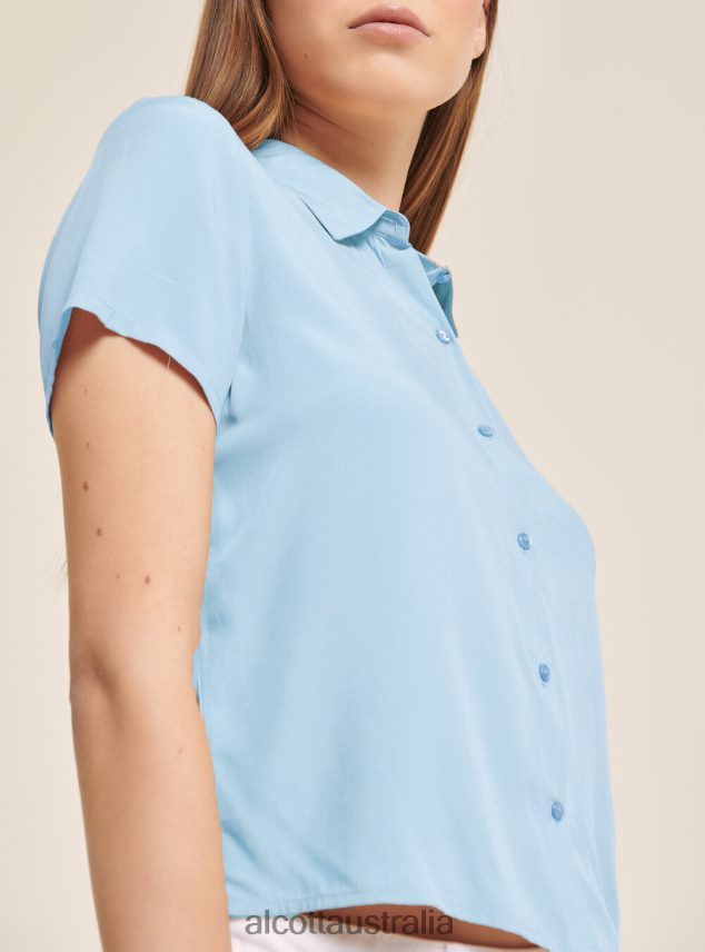 Cropped Shirt With Breast Pocket Women 2TH442480 WH3 WHITE Alcott Clothing