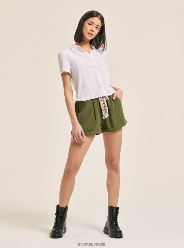 Cropped Shirt With Breast Pocket Women 2TH442520 WH3 WHITE Alcott Clothing