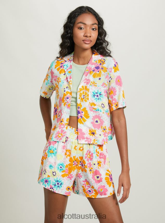 Cropped Shirt With Print Women 2TH4421 BK1 BLACK Alcott Clothing