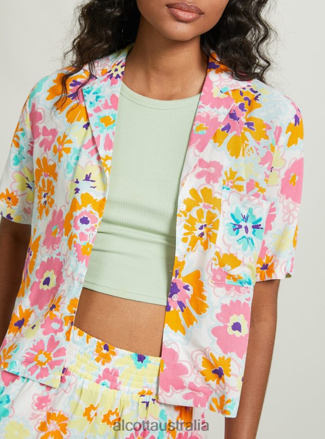 Cropped Shirt With Print Women 2TH4421 BK1 BLACK Alcott Clothing