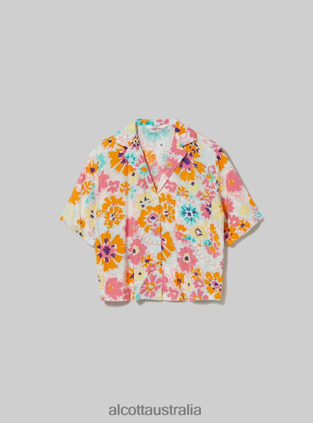 Cropped Shirt With Print Women 2TH4421 BK1 BLACK Alcott Clothing