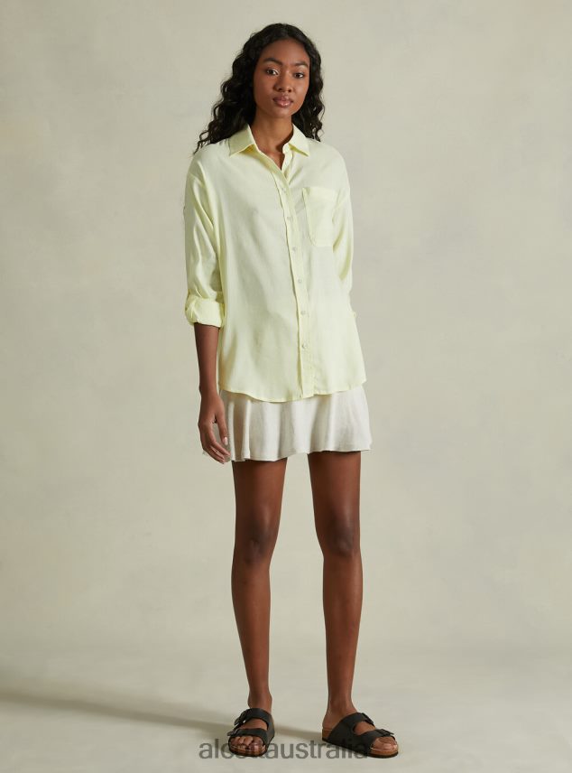 Linen Blend Shirt With Breast Pocket Women 2TH442518 GA3 AQUA GREEN LIGHT Alcott Clothing