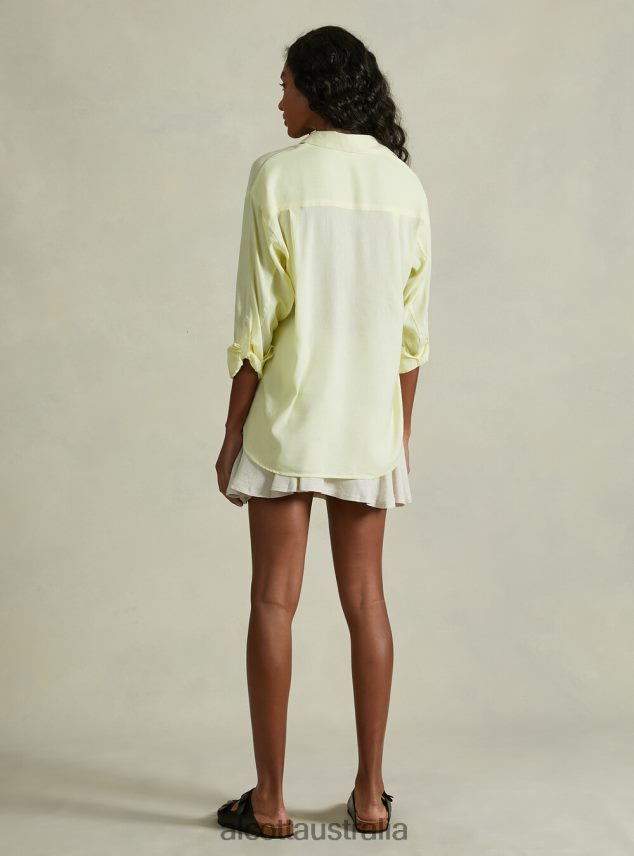 Linen Blend Shirt With Breast Pocket Women 2TH442518 GA3 AQUA GREEN LIGHT Alcott Clothing