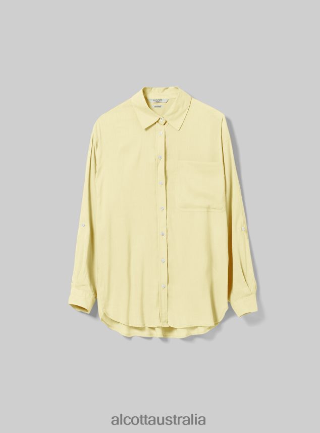 Linen Blend Shirt With Breast Pocket Women 2TH442518 GA3 AQUA GREEN LIGHT Alcott Clothing