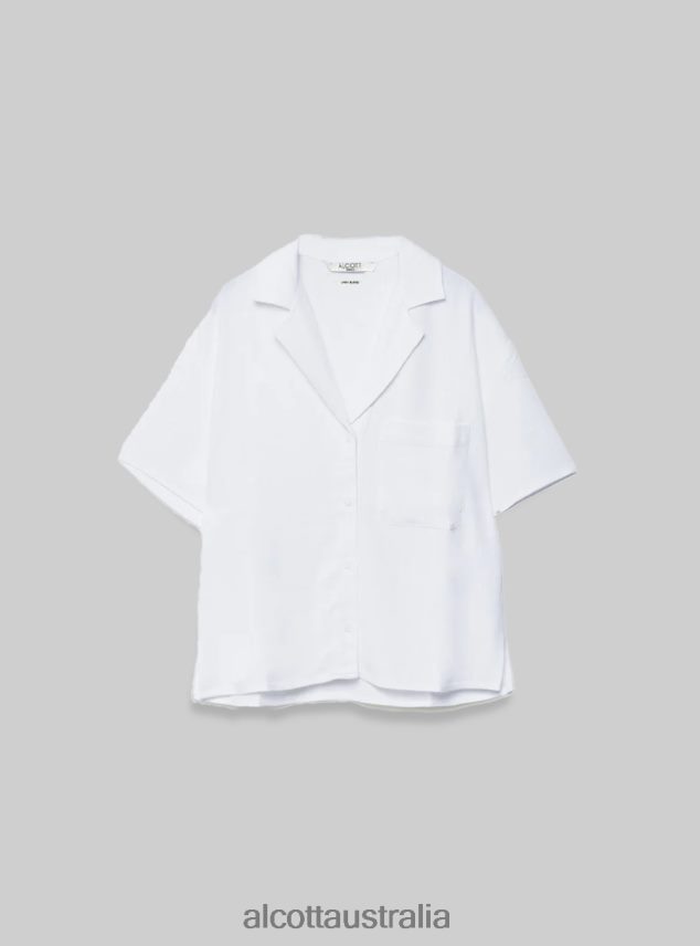 Linen Blend Short-Sleeved Shirt Women 2TH442396 PK3 PINK LIGHT Alcott Clothing