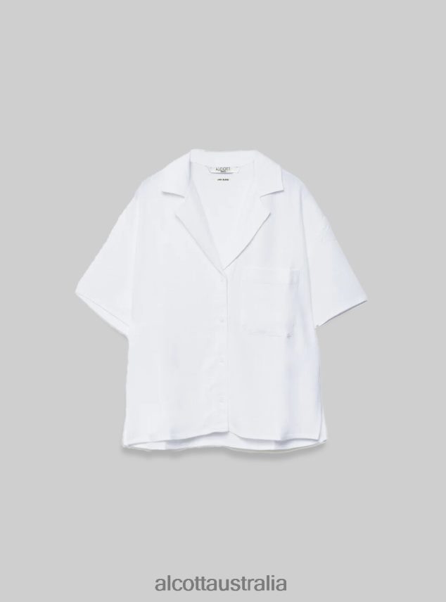 Linen Blend Short-Sleeved Shirt Women 2TH442396 PK3 PINK LIGHT Alcott Clothing