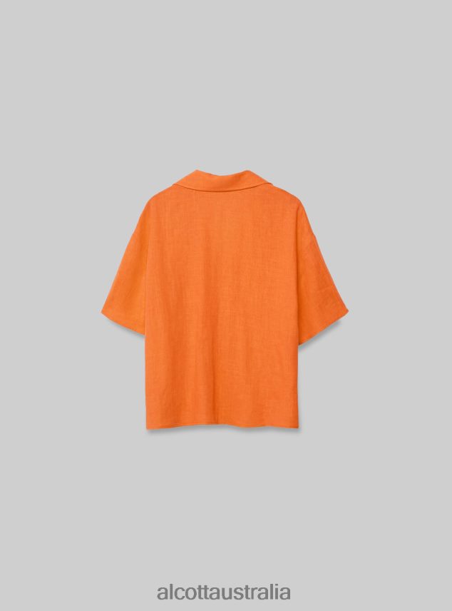 Linen Blend Short-Sleeved Shirt Women 2TH442483 PK3 PINK LIGHT Alcott Clothing