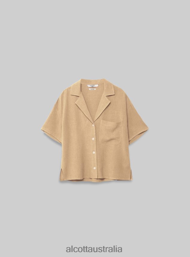 Linen Blend Short-Sleeved Shirt Women 2TH442508 PK3 PINK LIGHT Alcott Clothing