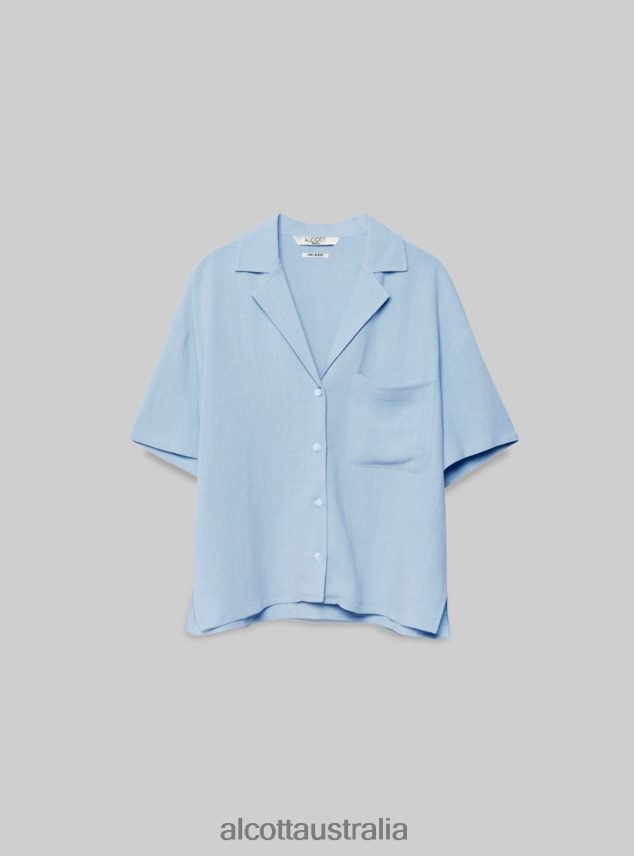 Linen Blend Short-Sleeved Shirt Women 2TH442509 PK3 PINK LIGHT Alcott Clothing