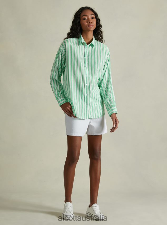 Linen Blend Striped Shirt Women 2TH44225 AZ3 AZURRE LIGHT Alcott Clothing