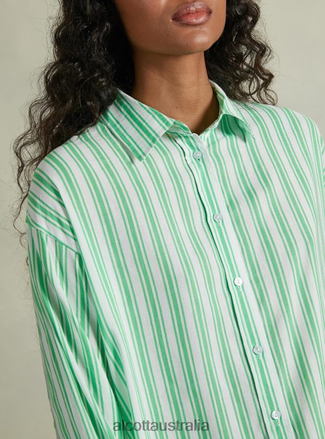 Linen Blend Striped Shirt Women 2TH44225 AZ3 AZURRE LIGHT Alcott Clothing