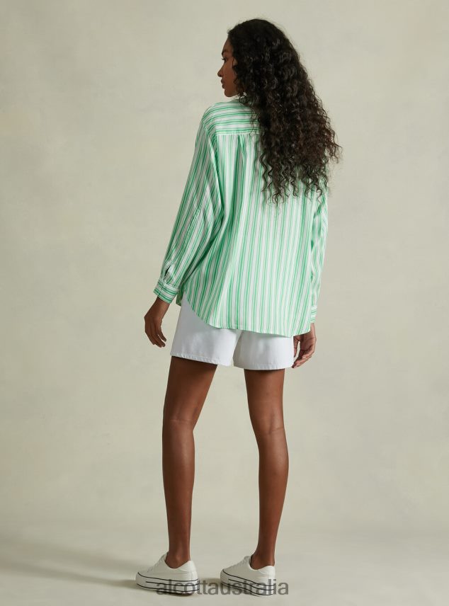 Linen Blend Striped Shirt Women 2TH44225 AZ3 AZURRE LIGHT Alcott Clothing