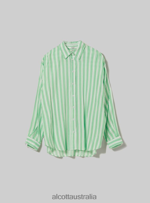 Linen Blend Striped Shirt Women 2TH44225 AZ3 AZURRE LIGHT Alcott Clothing