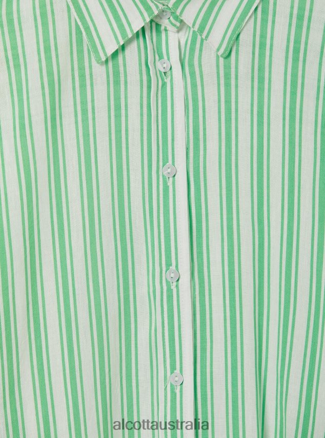 Linen Blend Striped Shirt Women 2TH44225 AZ3 AZURRE LIGHT Alcott Clothing