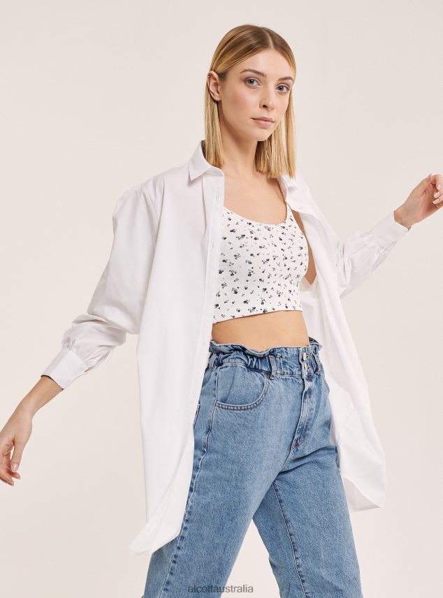 Long Shirt In Poplin Fabric Women 2TH442178 WHITE Alcott Clothing