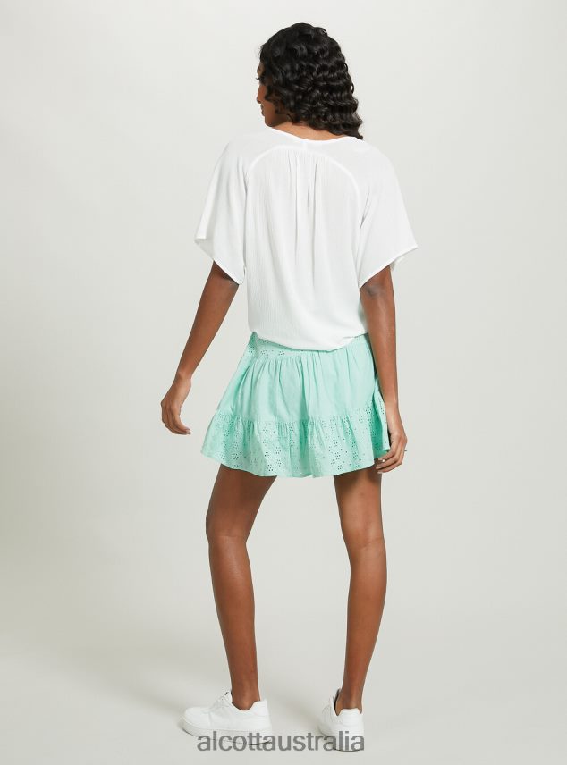 V-Neck Shirt With Waist Knot Women 2TH4424 WH2 WHITE Alcott Clothing