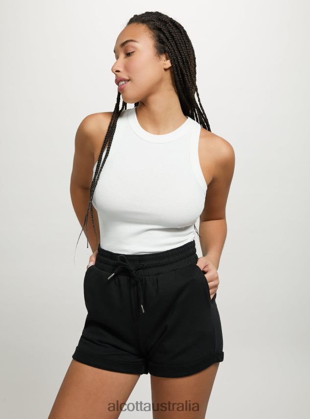 Cotton Shorts With Roll Up And Drawstring Women 2TH442300 BK1 BLACK Alcott Clothing