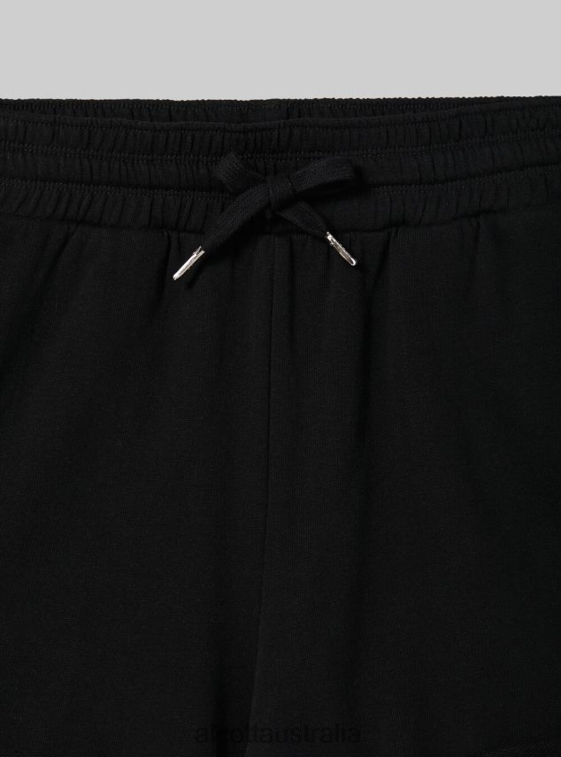 Cotton Shorts With Roll Up And Drawstring Women 2TH442300 BK1 BLACK Alcott Clothing
