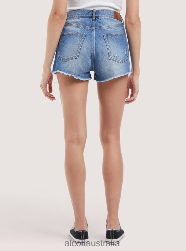 Denim Shorts With Rips Women 2TH442116 D003 MEDIUM BLUE Alcott Clothing