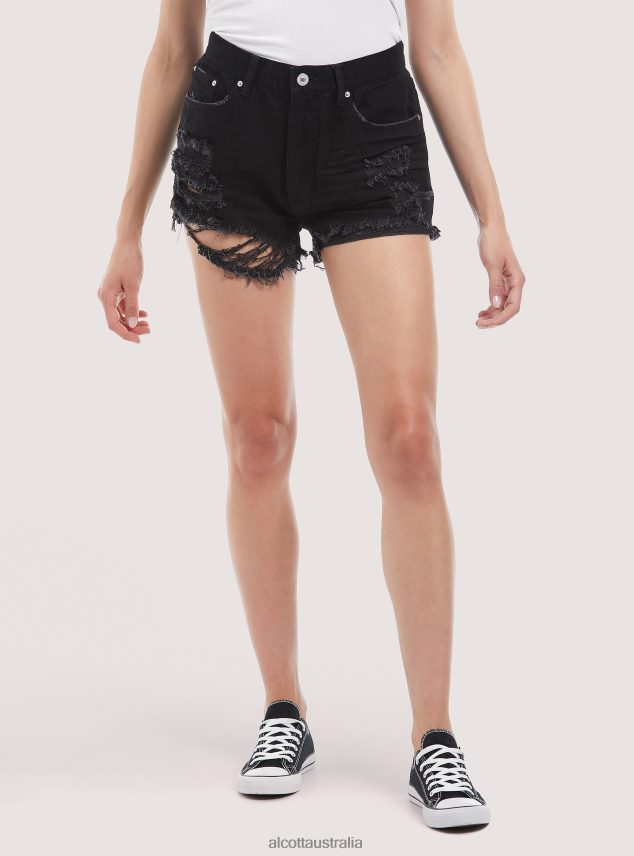 Denim Shorts With Rips Women 2TH442156 D003 MEDIUM BLUE Alcott Clothing