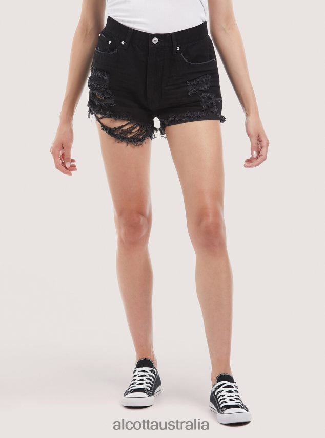 Denim Shorts With Rips Women 2TH442156 D003 MEDIUM BLUE Alcott Clothing