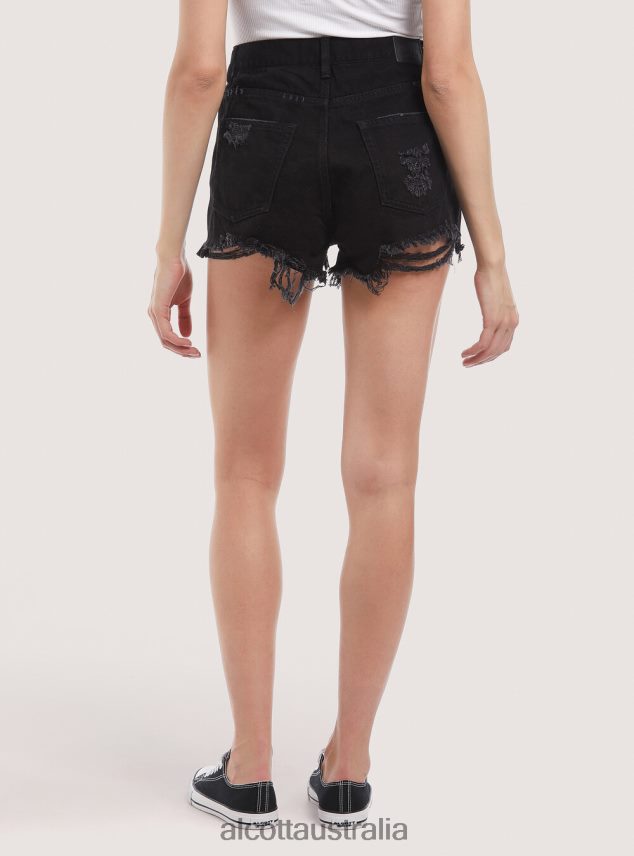 Denim Shorts With Rips Women 2TH442156 D003 MEDIUM BLUE Alcott Clothing