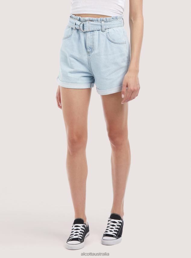 Denim Shorts With Strap Women 2TH442220 D007 LIGHT AZURE Alcott Clothing