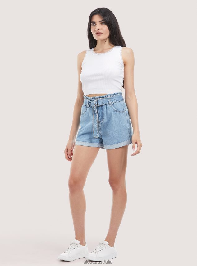 Denim Shorts With Strap Women 2TH442332 D007 LIGHT AZURE Alcott Clothing