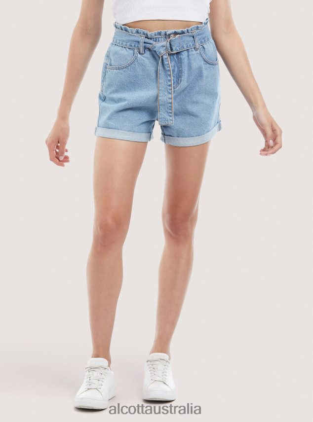 Denim Shorts With Strap Women 2TH442332 D007 LIGHT AZURE Alcott Clothing