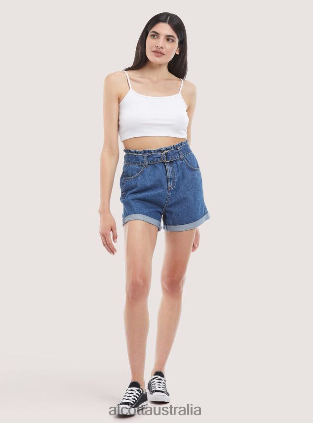 Denim Shorts With Strap Women 2TH442399 D007 LIGHT AZURE Alcott Clothing