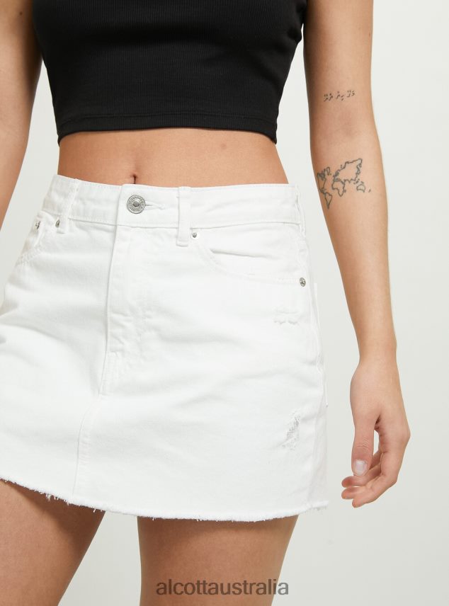 Denim Skirt With Rips Women 2TH44239 BLUE Alcott Clothing