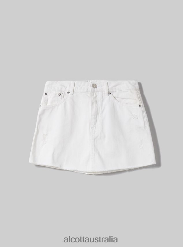 Denim Skirt With Rips Women 2TH44239 BLUE Alcott Clothing