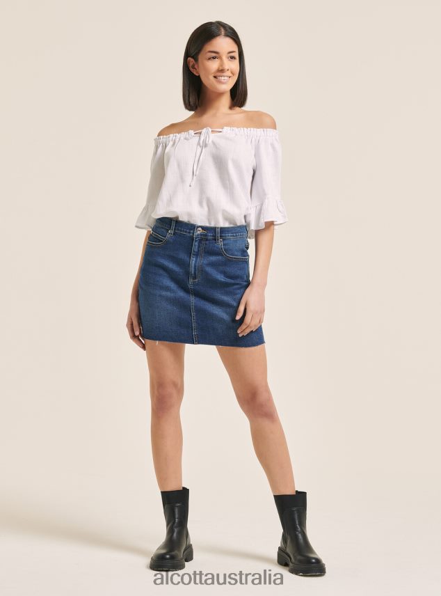 Gonna Mini Denim Stretch Women 2TH442180 AZURE Alcott Clothing