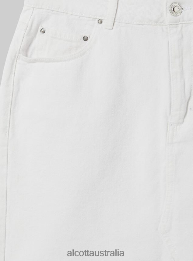 Raw Cut Denim Skirt Women 2TH442434 WHITE Alcott Clothing