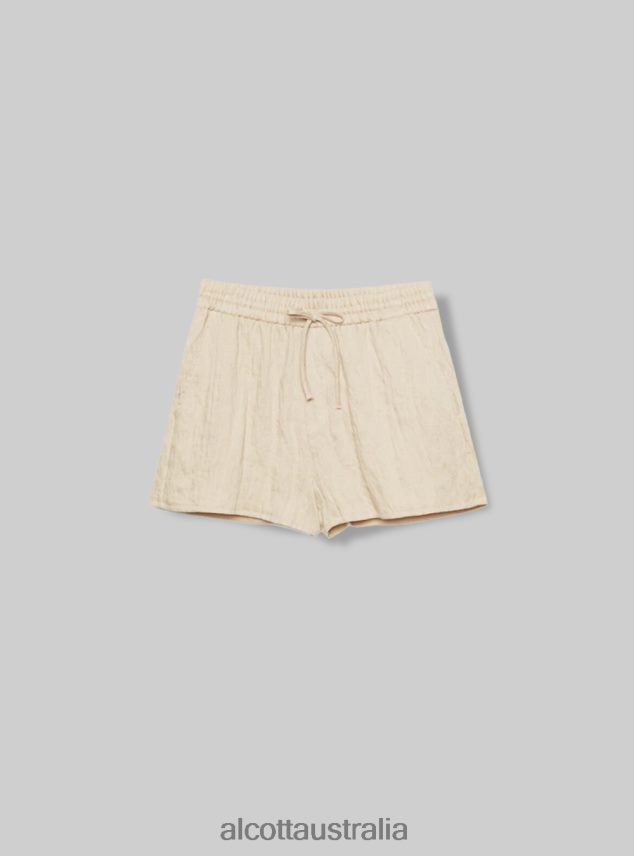 Shorts In Misto Lino Basico Women 2TH442124 CR3 CREAM LIGHT Alcott Clothing