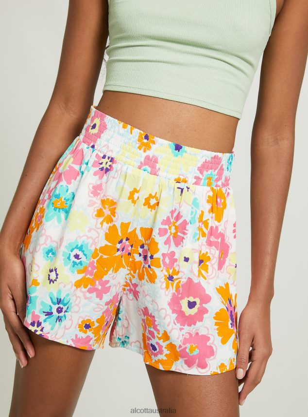 Shorts With Floral Print Women 2TH4423 BK1 BLACK Alcott Clothing